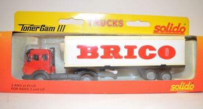 null SOLIDO & MAJORETTE: 3 trucks and a car 

-SOLIDO: Toner gam III "Brico" truck...
