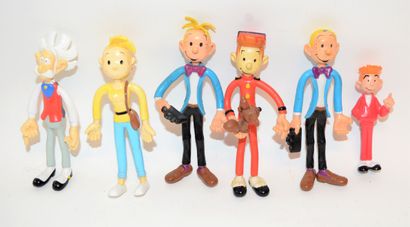 null SPIROU: 6 figures, including 2 Spirou and 2 Fantasio. Heights: 13 and 9 cm ...