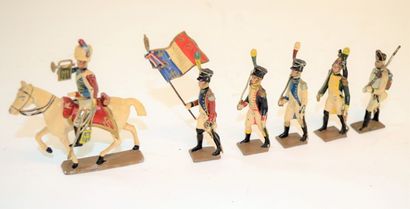 CBG CBG Mignot: 6 soldiers 1st Empire in lead, including a flag bearer and a rider....