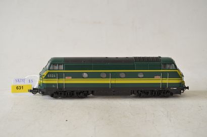 ROCO "HO" ROCO réf 43595, loco diesel belge, BB, type 6324, verte à lignes jaunes,...