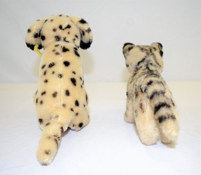 STEIFF STEIFF: Dalmatien en mohair, hauteur:18 cm, chat en peluche, hauteur: 13 ...