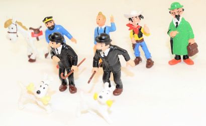 BULLY BULLY: 7 personnages Tintin et Lucky Luke en pvc. Bon état.