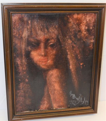 null BELLEGHEM VAN Roger (1922-2002) huile sur toile "portrait de jeune fille", signée...