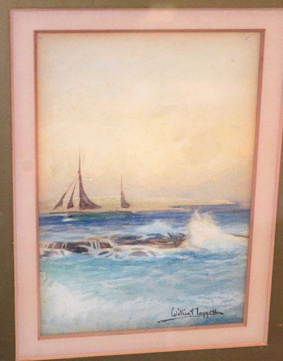 null HOGGATT William (1880-1961) watercolor on paper "Marine", signed lower right,...