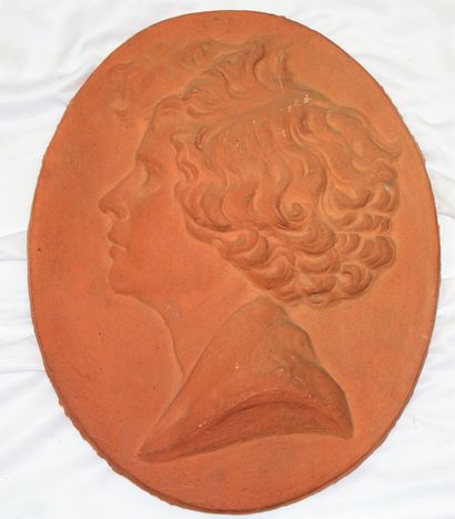 null Female profile in terracotta, size: 36 x 29 cm