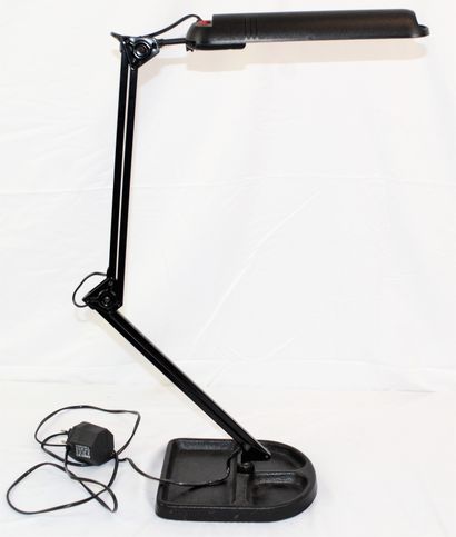 null LIVAL: industrial desk lamp with cast iron base, black. Finland, 80's, iron,...