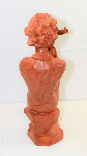 null SERSTE Paul (1910-2000): terracotta "mother and child", height: 48 cm. Signed...