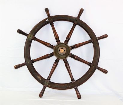 null Boat bar, wood and brass. Diameter: 100 cm. (slight accident on a handle).