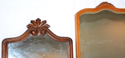 null 2 mirrors wooden frames, 1 with beveled glass, size: 70 x 52 cm and 80 x 50...