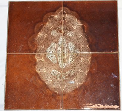 null Table basse vintage en céramique de Vallauris, 24 carreaux signée RORI sur un...