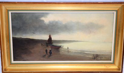 null Oil on panel "Marine Hollandaise", signed and dated lower right, 1906, size:...