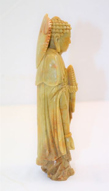 null Asian statuette in stone of lard, height: 20.5 cm.