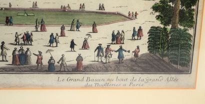 null Vue d'optique des Tuileries à Paris, XVIIIème. Dimensions: 52 x 43 cm