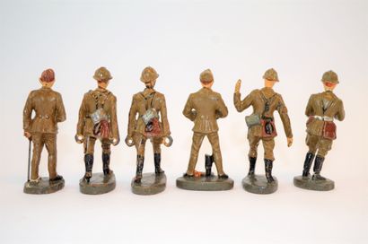 null ELASTOLIN (6): groupe de 6 figurines en composition, armée Belge. Bon état ...