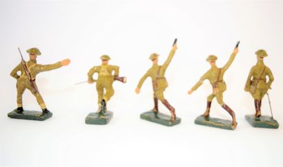 null DURSO (5): ensemble de 5 soldats Anglais: 3 officiers, un lanceur de grenade,...