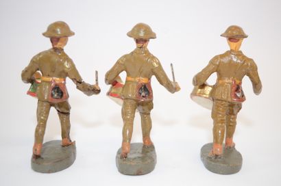 null ELASTOLIN (15): ensemble de 15 figurines en composition, armée Anglaise au défilé,...