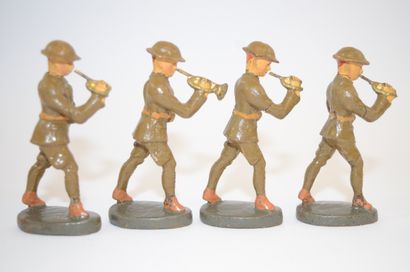 null ELASTOLIN (15): ensemble de 15 figurines en composition, armée Anglaise au défilé,...