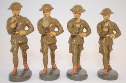 null ELASTOLIN (15): ensemble de 15 figurines en composition, armée Anglaise au défilé,...