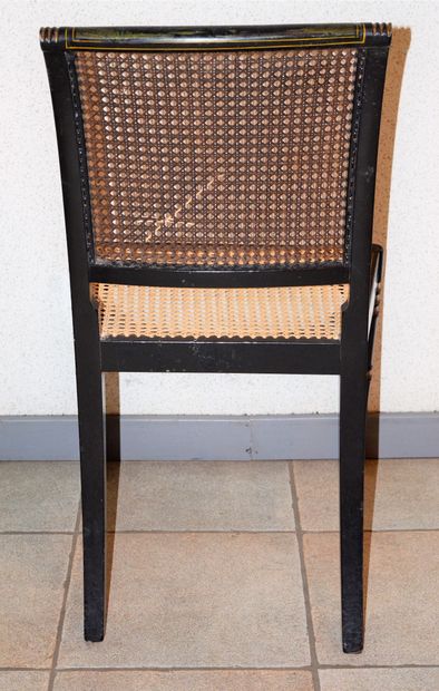null Ensemble de 6 chaises et 4 fauteuils cannés Napoléon III. (Restaurations et...