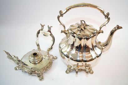 Shaw & Fiischer SHAW & FISCHER (Sheffield): Silver plated teapot and stove, late...