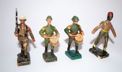 null DURSO et divers (fabrication Belge): 10 figurines en composition dont 3 soldats...