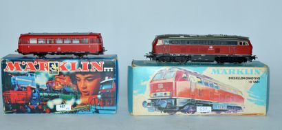 null MÄRKLIN (2) locomotives

- 3016 autorail, 2 axes, rouge, boîte bleue/foncée...
