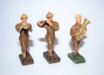 null ELASTOLIN/LINEOL: 9 figurines en composition de soldats Belges au feu/au défilé....