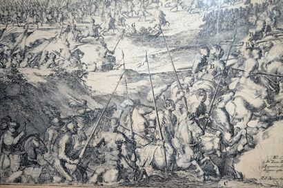 null Engraving of the battle of Gembloux (1578) opposing the insurgents of the Spanish...