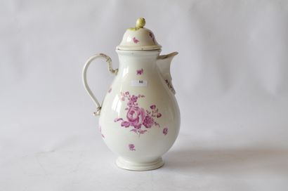 VIENNE VIENNA hard porcelain coffee pot, bulbous form, decoration of bouquets of...