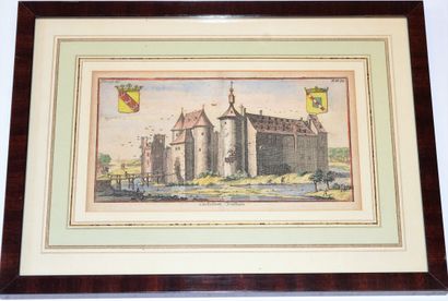  Gravure du château de Walhain, situé à Walhain-Saint-Paul, située en Région wallonne...