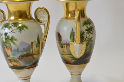 null 
BRUSSELS pair of ovoid vases, mid 19th century




resting on gilded feet (gilding...