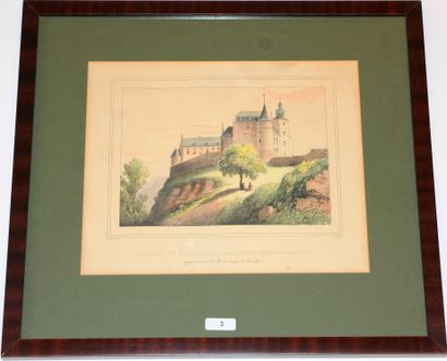 null Lithography of the castle of Mielmont (canton of Gembloux) by A. Wasse and Lauteps,...