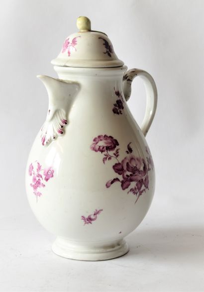 VIENNE VIENNA hard porcelain coffee pot, bulbous form, decoration of bouquets of...