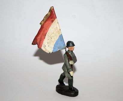 ELASTOLIN ELASTOLIN: Soldier flag bearer of the Dutch army on parade, in composition....