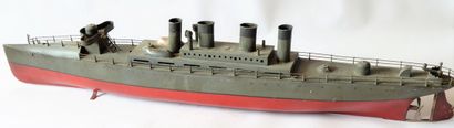 BING BING réf 155/234 (19grand torpilleur en tôle rouge et grise, quatre cheminées,...