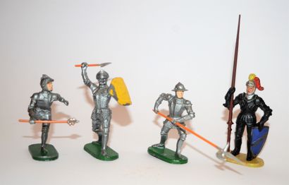 ELASTOLIN ELASTOLIN Soft plastic, Middle Ages: 4 men-at-arms, 3 of them in combat....