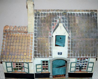 null Maison de poupée en bois peint, fabrication Hollandaise (début XXème), modèle...