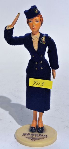 SABENA SABENA, Figurine Hôtesse
En plastique et tissu
Hauteur: 15cm
