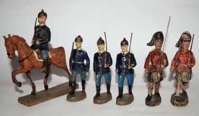 ELASTOLIN ELASTOLIN: large (10 cm), 6 soldiers in composition, 4 US, including 1...