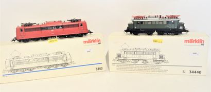 MARKLIN MÄRKLIN (2) motrices de la DB
- 3343 (1991-97) CC rouge, BR 151021-3 boîte...