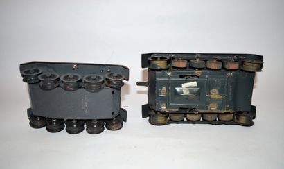 GAMA GAMA: 2 mechanical tanks in lithographed sheet metal, incomplete. Lengths: 19...