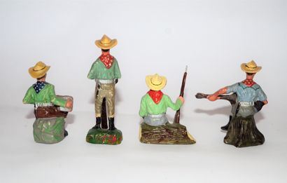 DURSO DURSO: 4 Cowboys at the bivouac, composition. Circa 60. Good condition (slight...