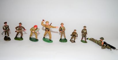 Set of 6 composition and 2 lead figurines....