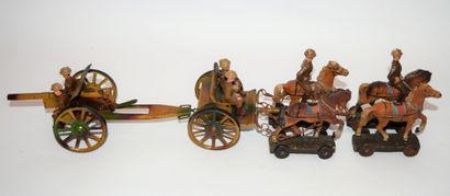 LINEOL LINEOL: 75 mm cannon artillery carriage, with 6 soldiers and 4 horses. Small...