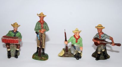 DURSO DURSO: 4 Cowboys at the bivouac, composition. Circa 60. Good condition (slight...