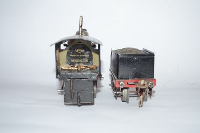 BING BING écart O: 2-piston oscillating steam locomotive, Märklin tender, restored....