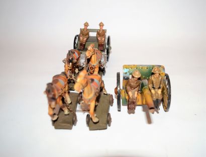 LINEOL LINEOL: 75 mm cannon artillery carriage, with 4 soldiers and 4 horses. Small...