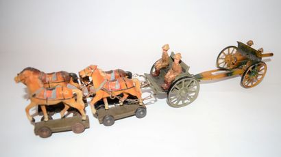 LINEOL LINEOL: 75 mm cannon artillery carriage, with 4 soldiers and 4 horses. Small...