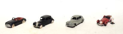 null (4) 1/43 cars + one meccano
DINKY FRANCE
- Peugeot 203 grey (G-) - 24N Citroen...