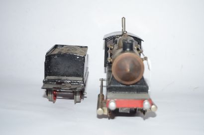 BING BING écart O: 2-piston oscillating steam locomotive, Märklin tender, restored....